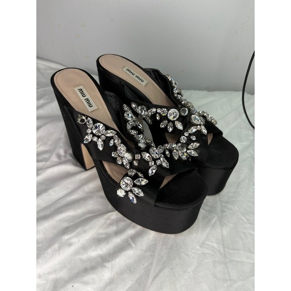 Miu Miu crystal black satan platform size 39 - Picture 1 of 9